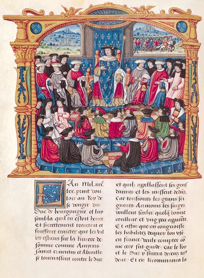 Ms 18 Fol.66v Louis XI beginnt den Krieg gegen Karl den Kühnen, Herzog von Burgund, aus den Memoiren von Philippe de Commynes (1445-1509) von French School